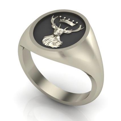 Stag and Crown - Oxidised Sterling Silver