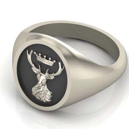 Stag and Crown - Oxidised Sterling Silver