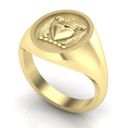 Winged Heart with Crown - 9 Carat Yellow Gold