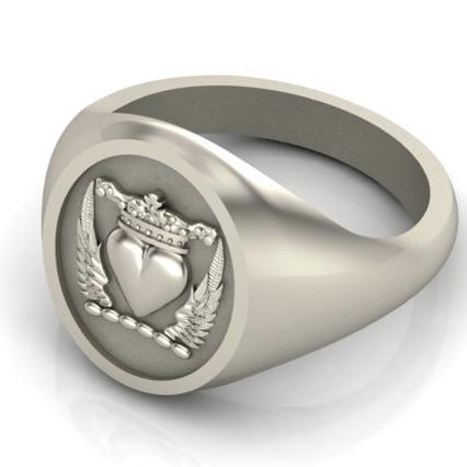Winged Heart with Crown - Sterling Silver
