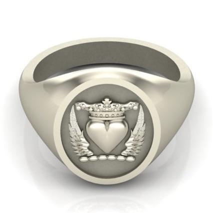 silver heart signet ring